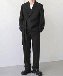 NOWLE（ノウル）の「【NOWLE】モードデザイン ルーズ セットアップ / アーバンモダン ベルテッドジャケット × ワイドストレート イージーパンツ セットアップ（セットアップ）」