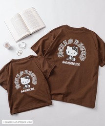 【72】【Sanrio/サンリオ】Y2Kスタイル/ハローキティ サークルロゴ ラインストーン ワンポイント クルーネックTシャツ/バックプリント/ピチT/チビT/ユニセックス
