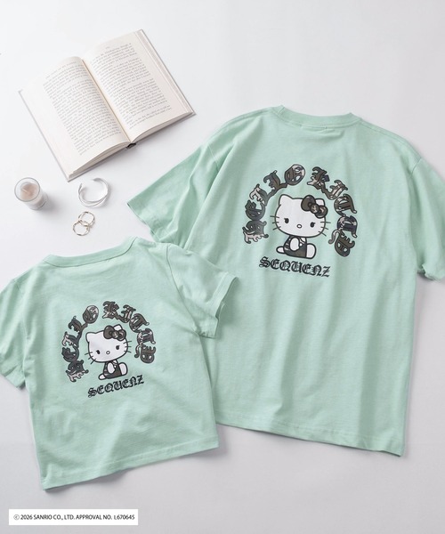 sanrio(サンリオ)の「【72】【Sanrio/サンリオ】Y2Kスタイル/ハローキティ サークルロゴ ラインストーン ワンポイント クルーネックTシャツ/バックプリント/ピチT/チビT/ユニセックス(Tシャツ/カットソー・レディース・ブラウン/スカイブルー/ブラック/ホワイト・L/M/S)」の4枚目の写真