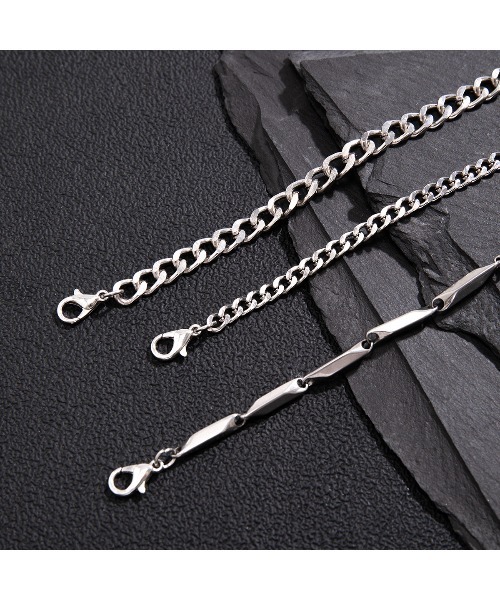 ARCHIVER（アーカイバ）の「【Bz】シルバーチェーンブレスレット 3点セット /メンズ(LEY)（ブレスレット・メンズ・シルバー・FREE）」の6枚目の写真
