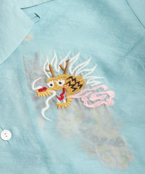 HOUSTON(ヒューストン)の「HOUSTON / ヒューストン シアーオーガンジー 和柄刺繍 スーベニア半袖シャツ レディース(シャツ/ブラウス・レディース・ブラック/マルーン/サックスブルー・1/0)」の8枚目の写真