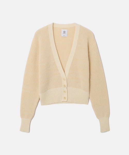 SEAGREEN(シーグリーン)の「SEAGREEN(シーグリーン) WOOL WASHI KNIT CARDIGAN(カーディガン/ボレロ・レディース・アイボリー/ブラウン・F)」の2枚目の写真