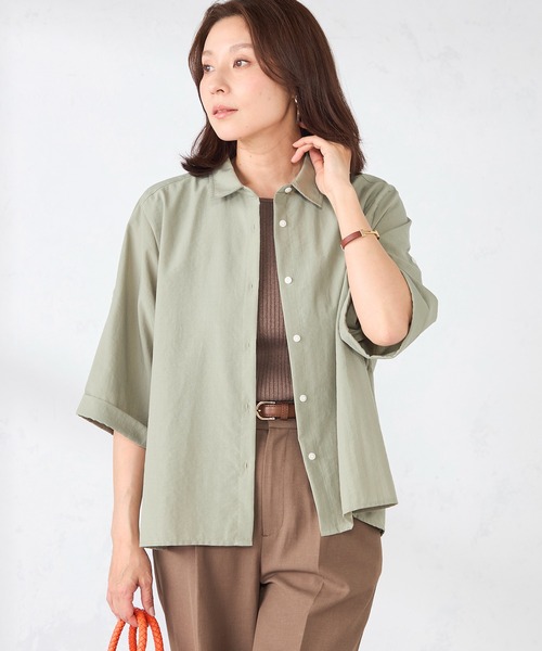 GALLORIA(ギャローリア)の「ワイドスリーブシャツ(シャツ/ブラウス・レディース・ライトベージュ/カーキ/オレンジ・LL/L/S/M)」の1枚目の写真