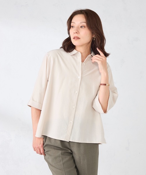 GALLORIA(ギャローリア)の「ワイドスリーブシャツ(シャツ/ブラウス・レディース・ライトベージュ/カーキ/オレンジ・LL/L/S/M)」の5枚目の写真