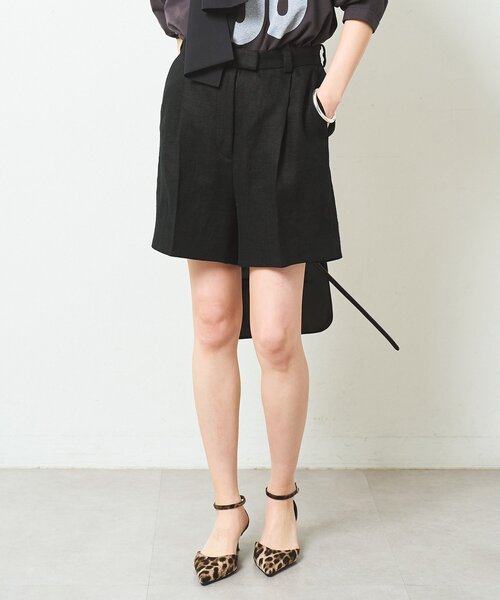 Whim Gazette（ウィムガゼット）の「リネンハーフタックパンツ（その他パンツ・レディース・ブラック/ベージュ・FREE）」の3枚目の写真