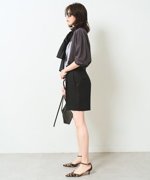 Whim Gazette（ウィムガゼット）の「リネンハーフタックパンツ（その他パンツ・レディース・ブラック/ベージュ・FREE）」の5枚目の写真