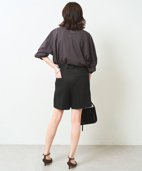 Whim Gazette（ウィムガゼット）の「リネンハーフタックパンツ（その他パンツ・レディース・ブラック/ベージュ・FREE）」の6枚目の写真