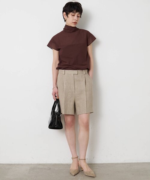 Whim Gazette（ウィムガゼット）の「リネンハーフタックパンツ（その他パンツ・レディース・ブラック/ベージュ・FREE）」の10枚目の写真