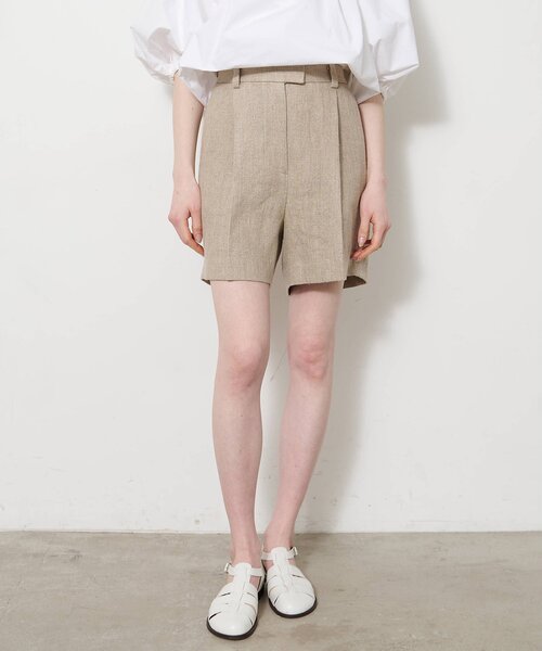 Whim Gazette（ウィムガゼット）の「リネンハーフタックパンツ（その他パンツ・レディース・ブラック/ベージュ・FREE）」の2枚目の写真