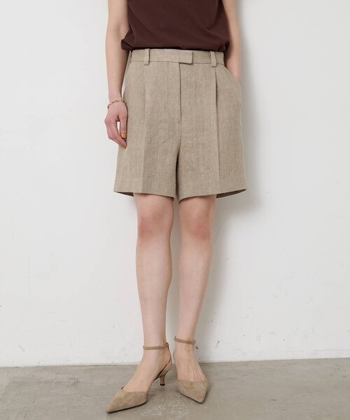 Whim Gazette（ウィムガゼット）の「リネンハーフタックパンツ（その他パンツ・レディース・ブラック/ベージュ・FREE）」の9枚目の写真