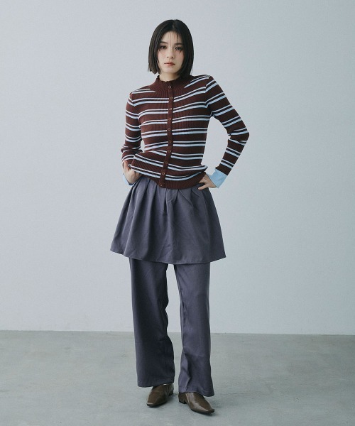Clum(クルム)の「border rib knit cardigan / ボーダーリブニットカーディガン(カーディガン/ボレロ・レディース・ネイビー/ブラウン・FREE)」の16枚目の写真