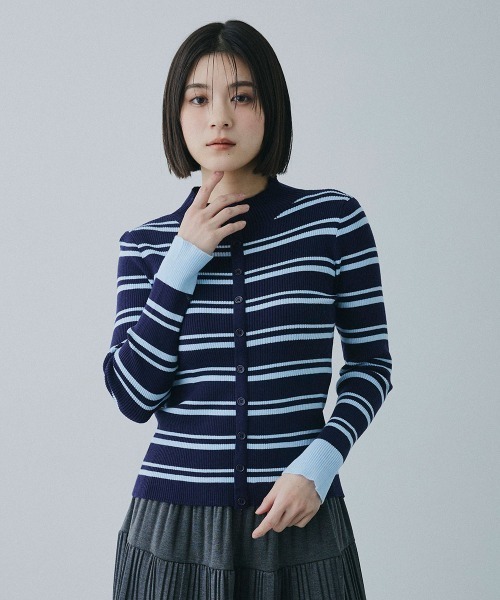 Clum(クルム)の「border rib knit cardigan / ボーダーリブニットカーディガン(カーディガン/ボレロ・レディース・ネイビー/ブラウン・FREE)」の20枚目の写真
