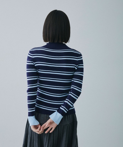 Clum(クルム)の「border rib knit cardigan / ボーダーリブニットカーディガン(カーディガン/ボレロ・レディース・ネイビー/ブラウン・FREE)」の22枚目の写真