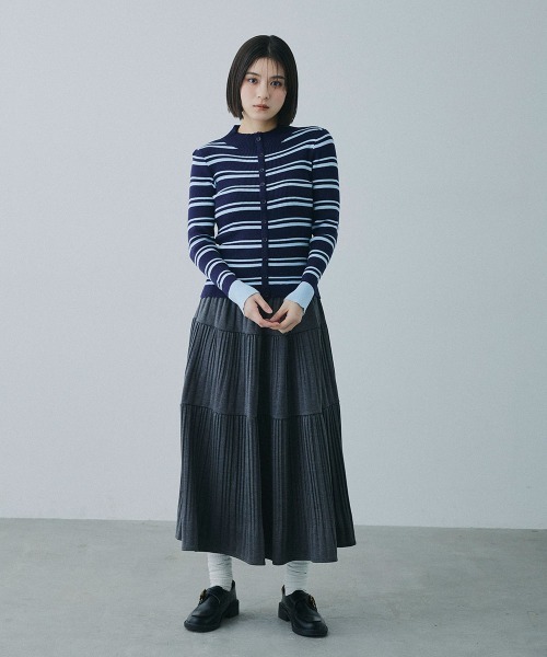 Clum(クルム)の「border rib knit cardigan / ボーダーリブニットカーディガン(カーディガン/ボレロ・レディース・ネイビー/ブラウン・FREE)」の8枚目の写真