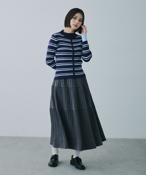 Clum(クルム)の「border rib knit cardigan / ボーダーリブニットカーディガン(カーディガン/ボレロ・レディース・ネイビー/ブラウン・FREE)」の10枚目の写真