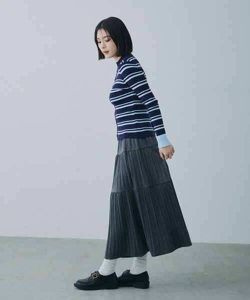 Clum(クルム)の「border rib knit cardigan / ボーダーリブニットカーディガン(カーディガン/ボレロ・レディース・ネイビー/ブラウン・FREE)」の12枚目の写真