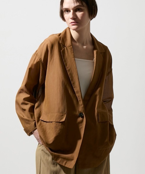 leswel（レスウェル）の「【M/L】シアーボイルテーラードジャケット（テーラードジャケット・レディース・ブラウン/ベージュ/グレー・M/L）」の3枚目の写真