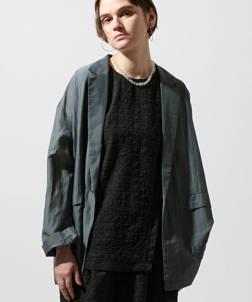 leswel（レスウェル）の「【M/L】シアーボイルテーラードジャケット（テーラードジャケット・レディース・ブラウン/ベージュ/グレー・M/L）」の2枚目の写真