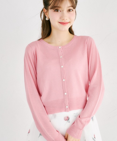 tocco closet(トッコ クローゼット)の「UVカット&接触冷感&花粉防止&ハンドウォッシュ♪フラワー釦シアーカーディガン(カーディガン/ボレロ・レディース・サックスブルー/ピンク/オフホワイト・M)」の3枚目の写真