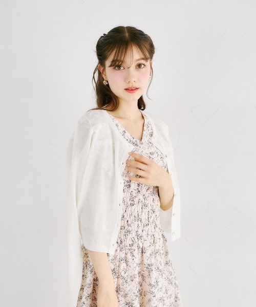 tocco closet(トッコ クローゼット)の「UVカット&接触冷感&花粉防止&ハンドウォッシュ♪フラワー釦シアーカーディガン(カーディガン/ボレロ・レディース・サックスブルー/ピンク/オフホワイト・M)」の18枚目の写真