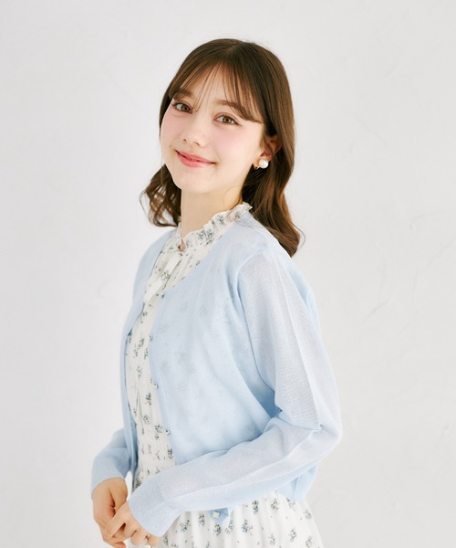 tocco closet(トッコ クローゼット)の「UVカット&接触冷感&花粉防止&ハンドウォッシュ♪フラワー釦シアーカーディガン(カーディガン/ボレロ・レディース・サックスブルー/ピンク/オフホワイト・M)」の22枚目の写真