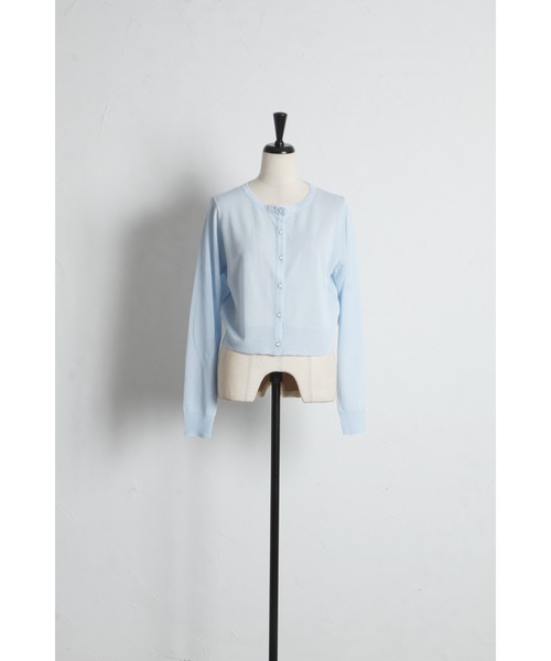 tocco closet(トッコ クローゼット)の「UVカット&接触冷感&花粉防止&ハンドウォッシュ♪フラワー釦シアーカーディガン(カーディガン/ボレロ・レディース・サックスブルー/ピンク/オフホワイト・M)」の4枚目の写真