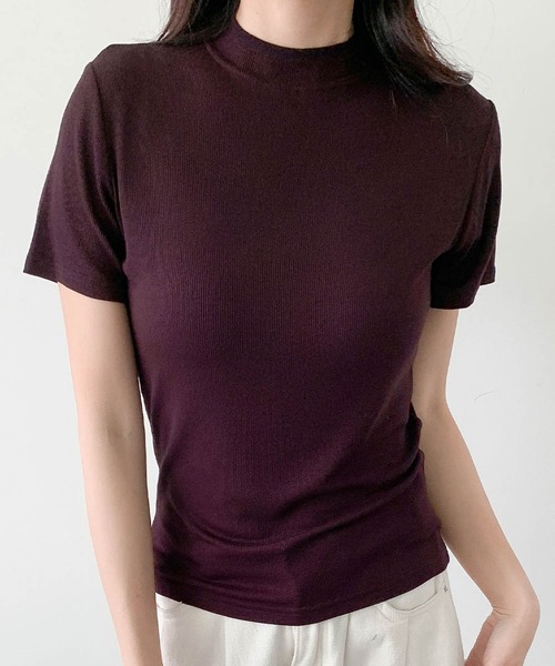 LOWO(ロワ)の「プチハイネックリブストレッチ半袖カットソー(Tシャツ/カットソー・レディース・ホワイト/グレー/ブラック/ダークパープル・FREE)」の21枚目の写真