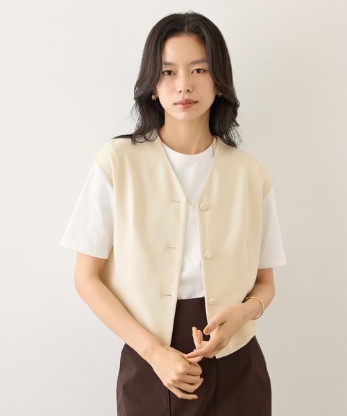 ROPE'(ロペ)の「コンフォートフレンチスリーブブラウス/UVカット・防シワ・接触冷感・吸水速乾・セットアップ対応・イージーケア(シャツ/ブラウス・レディース・ベージュ/ブラウン系その他・FREE)」の18枚目の写真