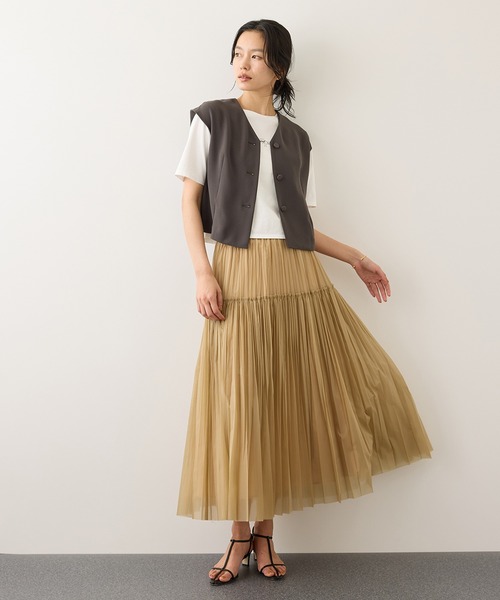 ROPE'(ロペ)の「コンフォートフレンチスリーブブラウス/UVカット・防シワ・接触冷感・吸水速乾・セットアップ対応・イージーケア(シャツ/ブラウス・レディース・ベージュ/ブラウン系その他・FREE)」の22枚目の写真