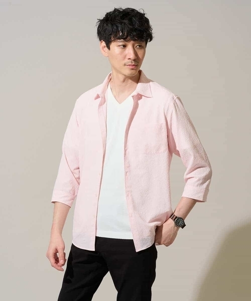 a.v.v(アーヴェヴェ)の「ドライシアサッカーシャツ【イージーケア / 洗濯機で洗える / 快適ストレッチ】(シャツ/ブラウス・メンズ・ミント/ブルー/ピンク・46/48)」の17枚目の写真