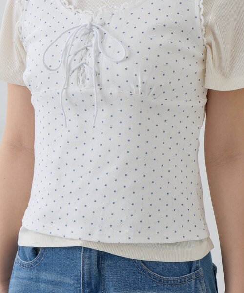 Kastane(カスタネ)の「ドットタンクレイヤードTee(Tシャツ/カットソー・レディース・ブラック/グレー/オフホワイト・FREE)」の5枚目の写真