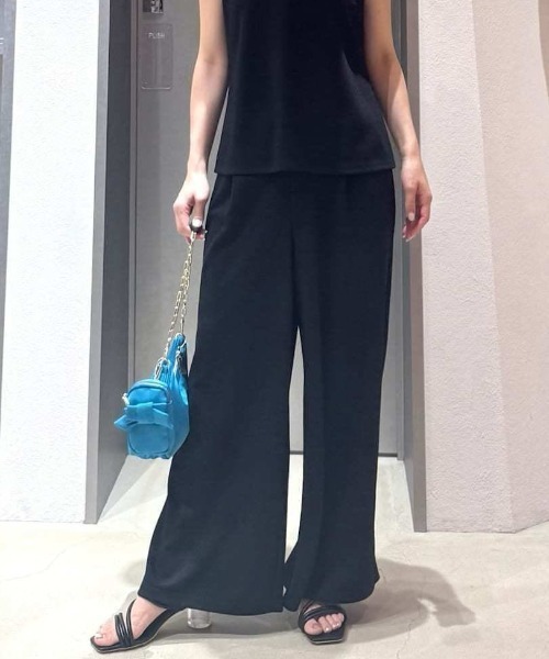 FRAY I.D(フレイアイディー)の「ハイウエストカットソーワイドパンツ/ウォッシャブル(その他パンツ・レディース・アイボリー/ブラック/マルチ・0/1)」の3枚目の写真