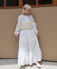 セール】【Denim Collection】レースアップティアードミニワンピース