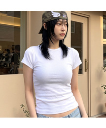 ストレッチコットンスリム半袖Tシャツホワイト