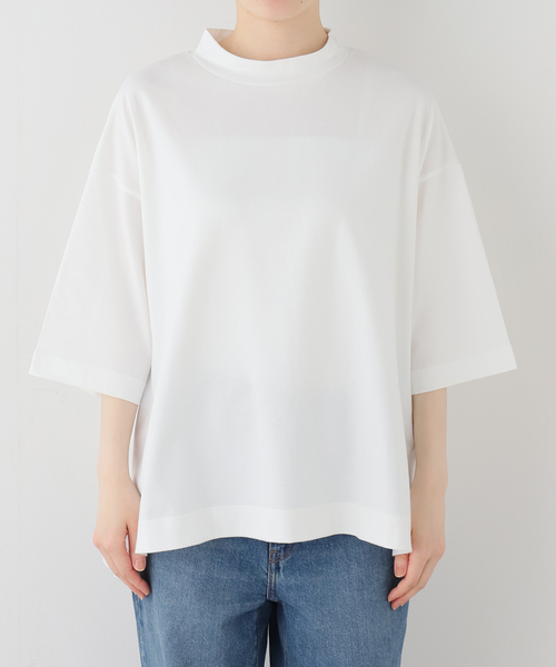 JOURNAL STANDARD LUXE（ジャーナルスタンダード　ラックス）の「《追加》クラシックテンジク モックプルオーバー（Tシャツ/カットソー・レディース・ホワイト/ブラック・FREE）」の4枚目の写真