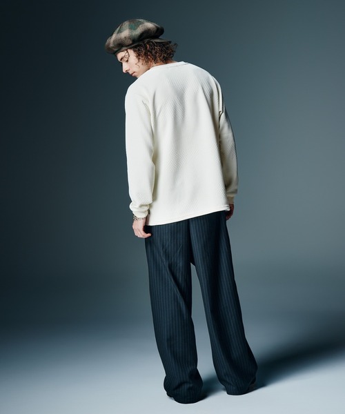 glamb(グラム)の「Multi Texture Cutsew / マルチテキスチャーカットソー(Tシャツ/カットソー・メンズ・ホワイト/ブラウン/ブラック・S/M/L)」の9枚目の写真