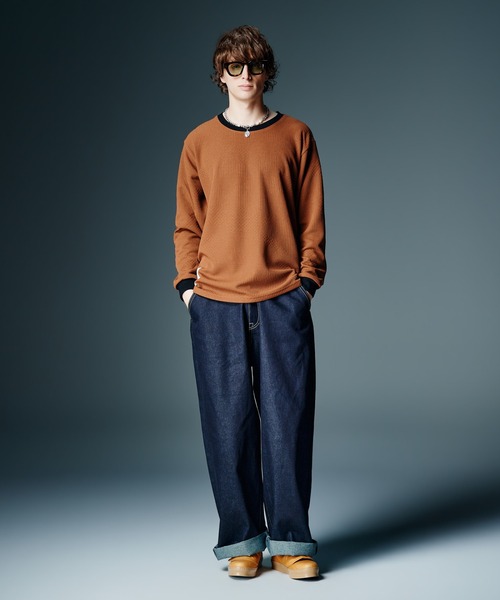 glamb(グラム)の「Multi Texture Cutsew / マルチテキスチャーカットソー(Tシャツ/カットソー・メンズ・ホワイト/ブラウン/ブラック・S/M/L)」の14枚目の写真