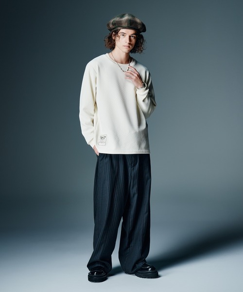 glamb(グラム)の「Multi Texture Cutsew / マルチテキスチャーカットソー(Tシャツ/カットソー・メンズ・ホワイト/ブラウン/ブラック・S/M/L)」の8枚目の写真