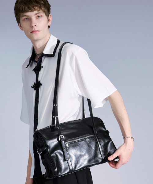 Ellno Loset(エルノロゼット)の「Boston bag / ボストンバッグ(ボストンバッグ・メンズ・キャメル/ブラック・FREE)」の7枚目の写真