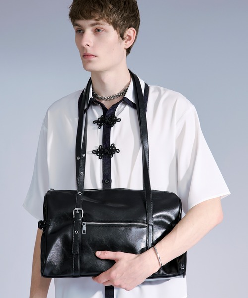 Ellno Loset(エルノロゼット)の「Boston bag / ボストンバッグ(ボストンバッグ・メンズ・キャメル/ブラック・FREE)」の6枚目の写真