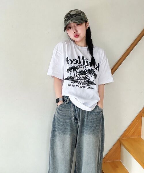 KNITTED(ニッティド)の「(ユニセックス) ピグメント パームツリー グラフィック Tシャツ クロップ ブラック(Tシャツ/カットソー・メンズ・その他・MEDIUM/LARGE/X-LARGE)」の8枚目の写真