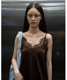 320SHOWROOM（320ショールーム）の「Lace Trim Satin Slip Top Brown（シャツ/ブラウス）」