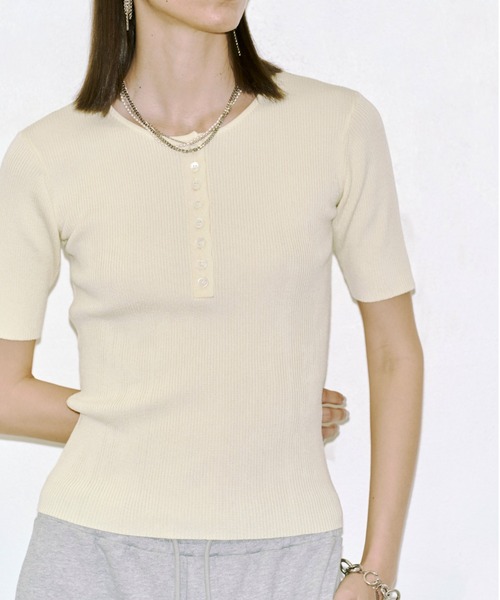 JOSE MOON ハーフスリーブリブニット JOSE MOON（ジョゼムーン）の「HALF SLEEVE RIB KNIT/ハーフスリーブ