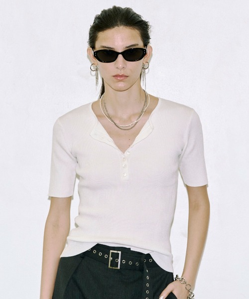 JOSE MOON ハーフスリーブリブニット HALF SLEEVE RIB KNIT/ハーフスリーブリブニット（ニット/セーター