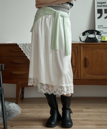 サテンレーススカート/satin lace skirt