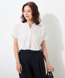 GALLORIA | 【吸汗速乾・接触冷感】キーネックプリントプルオーバー(Tシャツ/カットソー)