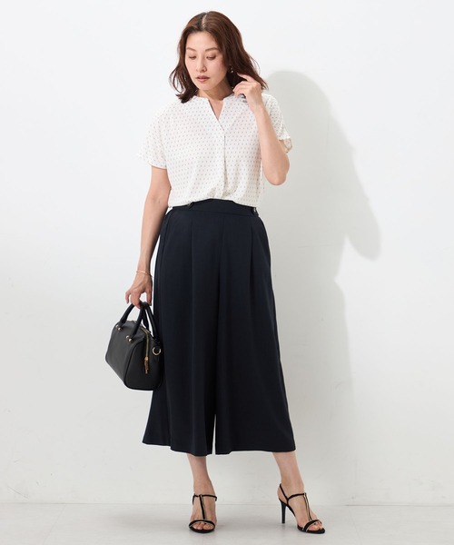 GALLORIA(ギャローリア)の「【吸汗速乾・接触冷感】キーネックプリントプルオーバー(Tシャツ/カットソー・レディース・ブルー/ホワイト/ネイビー・M/LL/L/S)」の6枚目の写真
