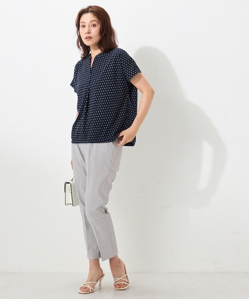 GALLORIA(ギャローリア)の「【吸汗速乾・接触冷感】キーネックプリントプルオーバー(Tシャツ/カットソー・レディース・ブルー/ホワイト/ネイビー・M/LL/L/S)」の5枚目の写真