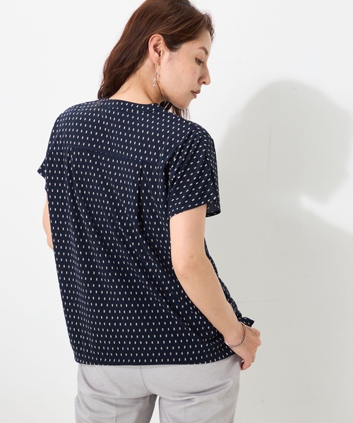 GALLORIA(ギャローリア)の「【吸汗速乾・接触冷感】キーネックプリントプルオーバー(Tシャツ/カットソー・レディース・ブルー/ホワイト/ネイビー・M/LL/L/S)」の12枚目の写真