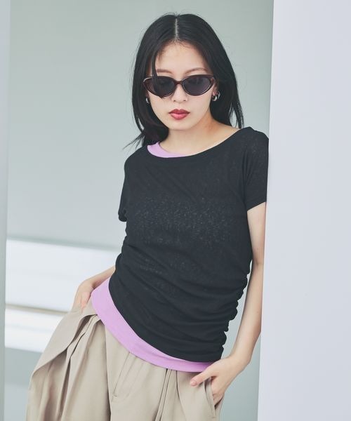 JEANASIS(ジーナシス)の「アシメバイカラーFS/1032159(Tシャツ/カットソー・レディース・ブラック系その他/ネイビー系/グリーン系その他・FREE)」の13枚目の写真